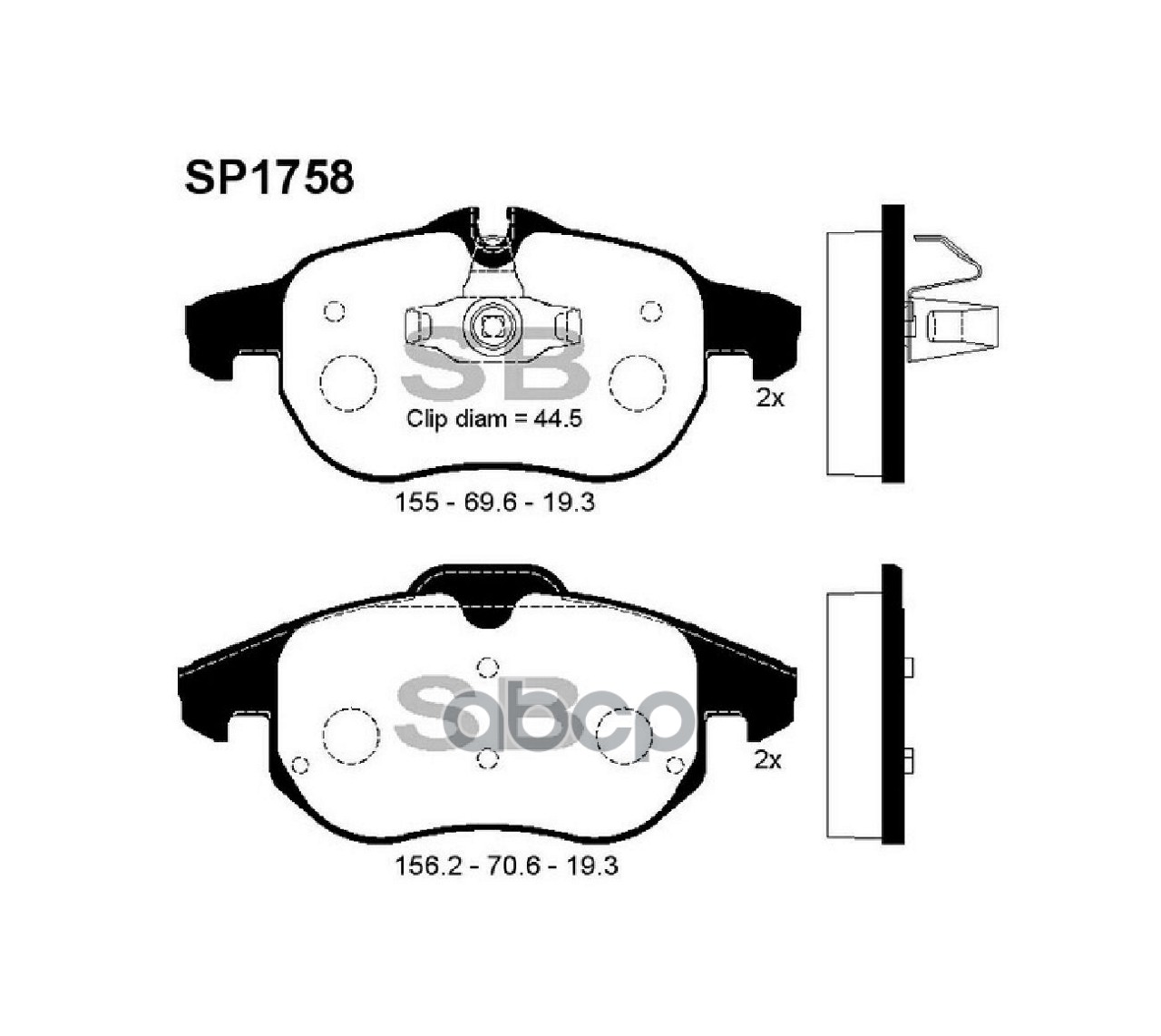 Колодки передние SANGSIN BRAKE SP1758